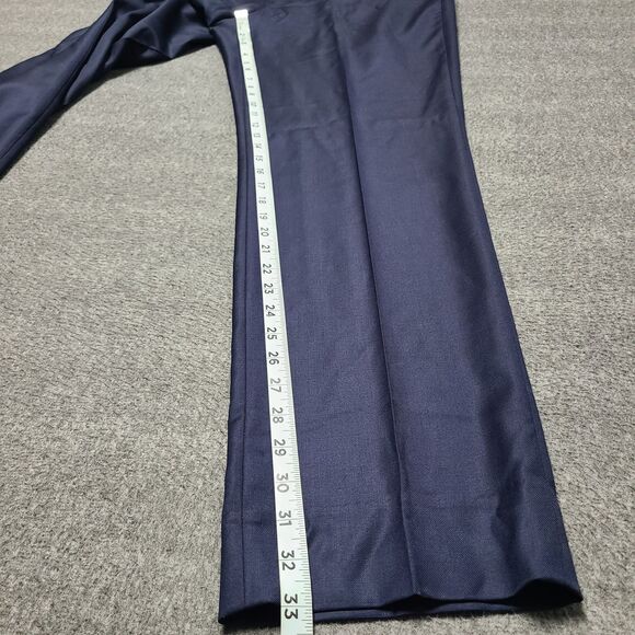 J Hilburn Dress Pants Mens 33x32 Navy Blue Flat Front Tailored Wool Blend Formal - Picture 2 of 8
